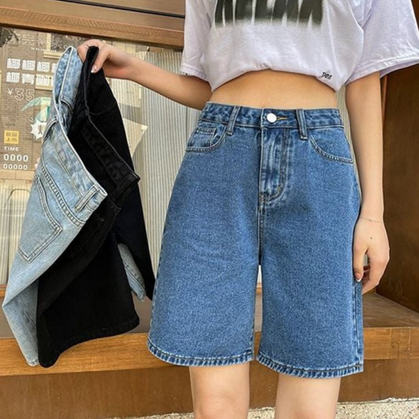 하이 여성 데님 반바지 와이드 청 반바지 캐주얼 여름 - 상품 이미지