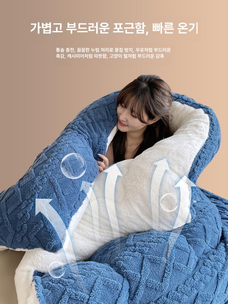 담요 플리스 두꺼운 이불 따뜻한 양털 플란넬 낮잠 소파 블랭킷 보온 겨울 침구 - 상세 이미지 4