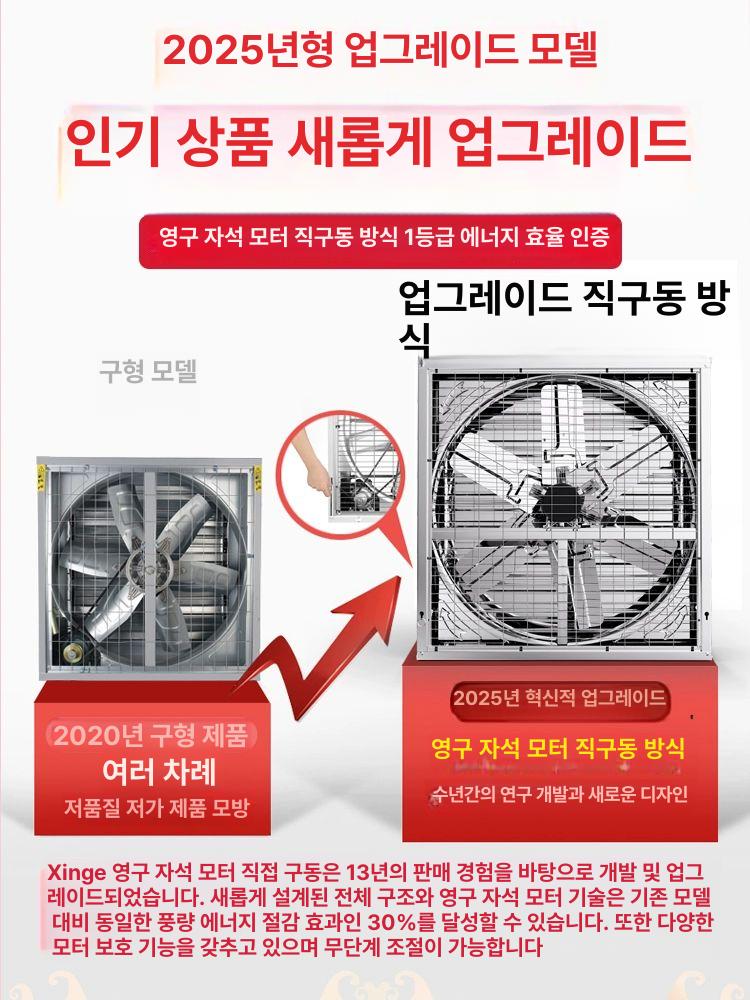 산업용 배기팬 대형 강력 덕트 양계장 축사 유압팬 업소용 작업장 환풍기 - 상세 이미지 2