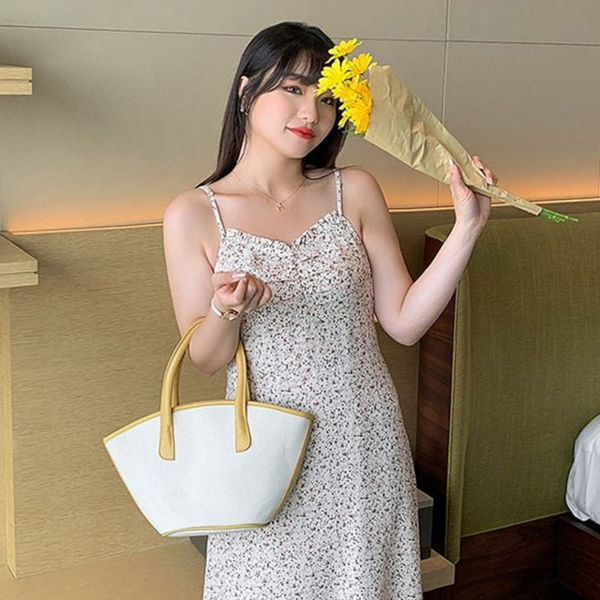 데일리 민소매 원피스 뷔스티에 플라워 원피스 여성 여름 - 상품 이미지