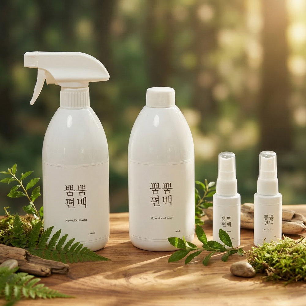 뿜뿜편백 3%편백오일함유 편백수 피톤치드 스프레이 500mL+500mL(리필)+30mL 2개 피톤치드 스프레이 집안냄새제거 화장실담배냄새제거 홀애비냄새 노인냄새제거 - 상품 이미지