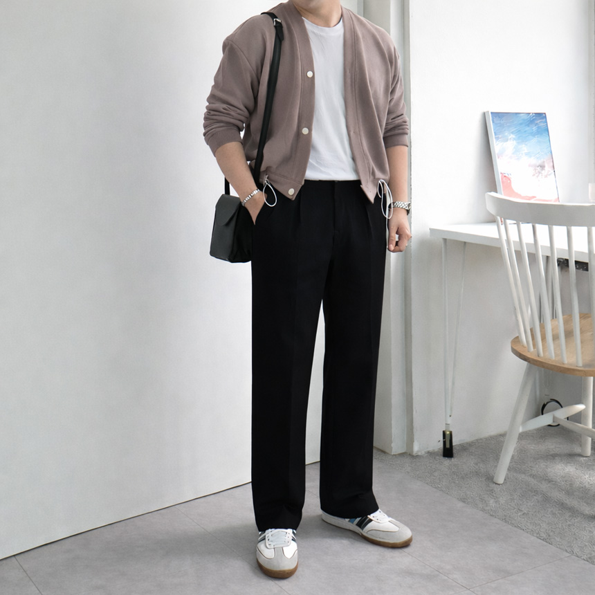 세미와이드 치노팬츠 밴딩 스판 슬랙스 면 봄 가을 남자 긴 통바지 이미지 8