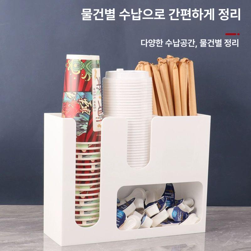 커피 정리함 빨대 보관함 티박스 우드 트레이 멀티 수납 카페용품 컵홀더 냅킨케이스 - 상세 이미지 5