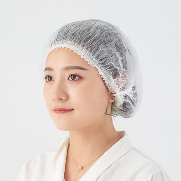 부직포 일회용 위생모 라운드 주방 위생모 100매 작업용 청결 식품 - 상품 이미지