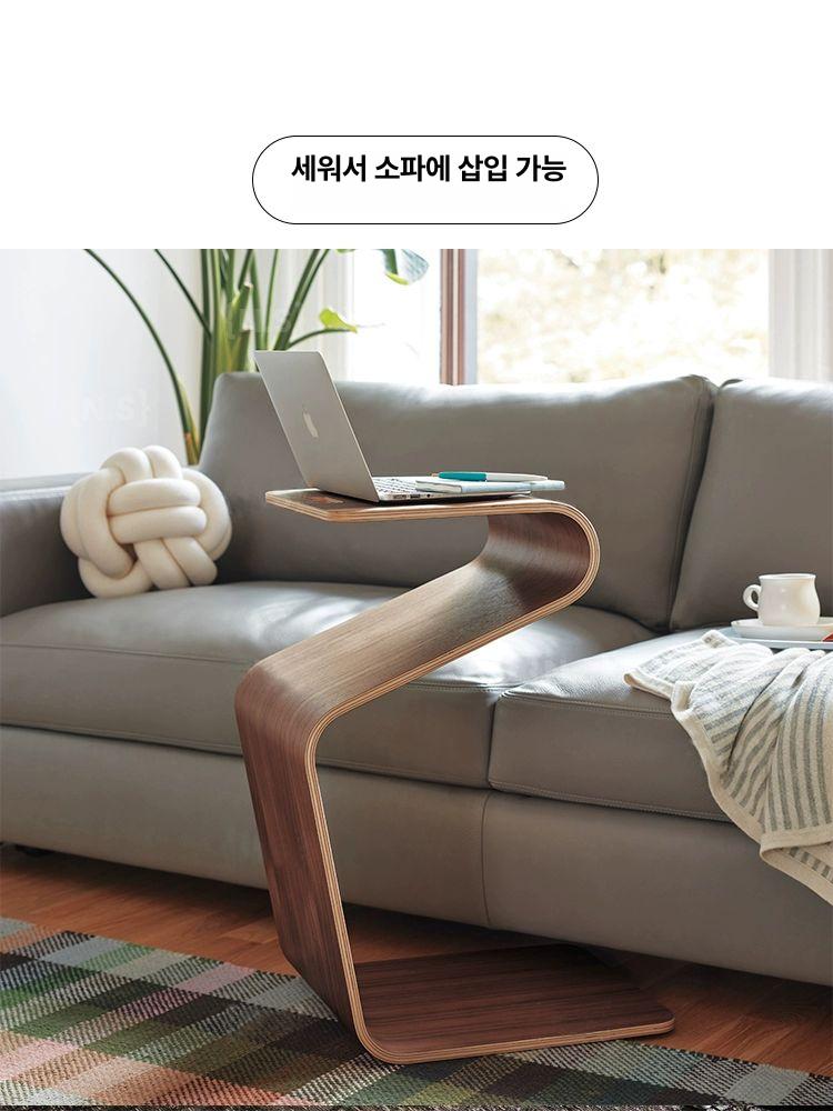 우드 간이테이블 이동식 협탁 홈카페 원목 다용도 높이조절 인테리어 사이드 거실 스탠드 - 상세 이미지 3