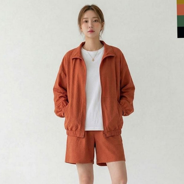 데일리 여성 바람막이 점퍼 쿨링 여성 시어서커 점퍼 하이넥 여름 - 상품 이미지