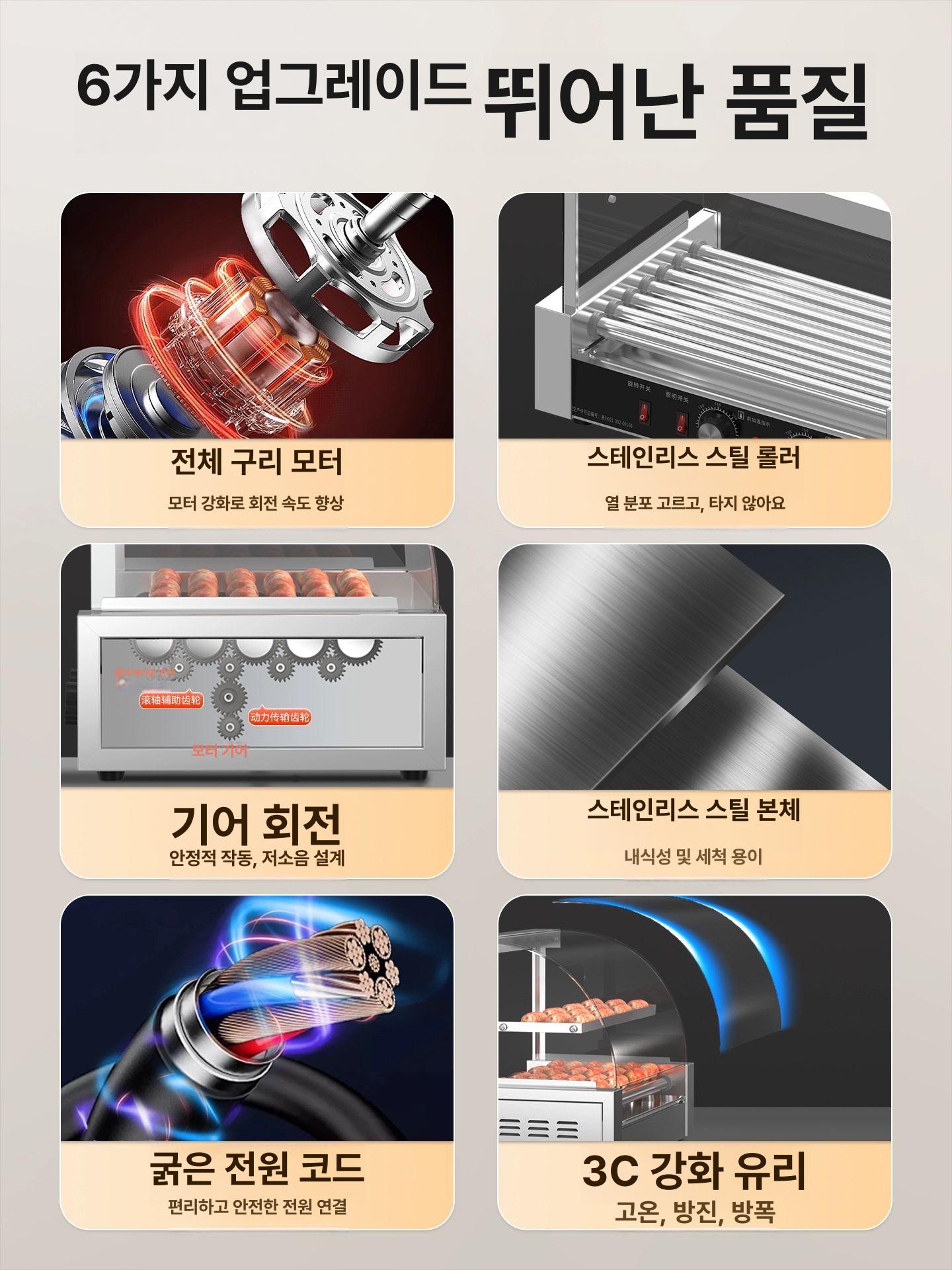 핫바 구이기계 핫도그 회전식 업소용 전기그릴 야시장 꼬치 영업용 온장고 - 상세 이미지 2