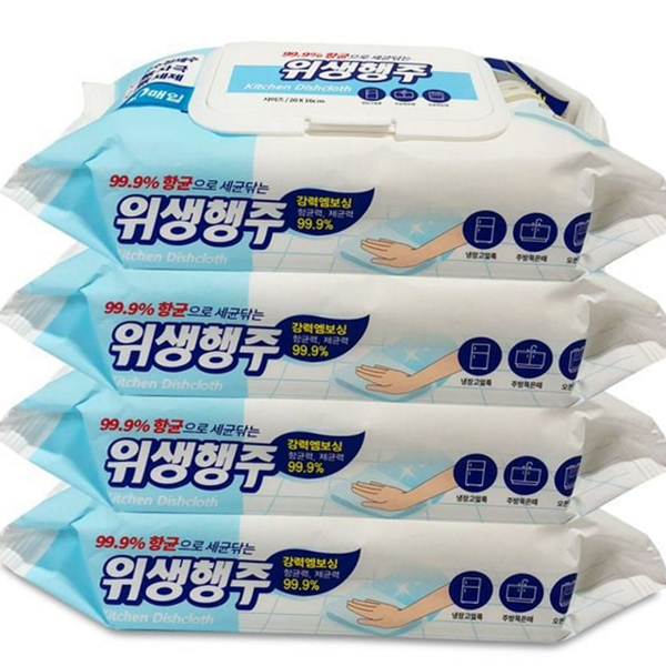 다용도 일회용 행주 주방용 세정 행주 엠보싱 물티슈 가정용 대용량 - 상품 이미지