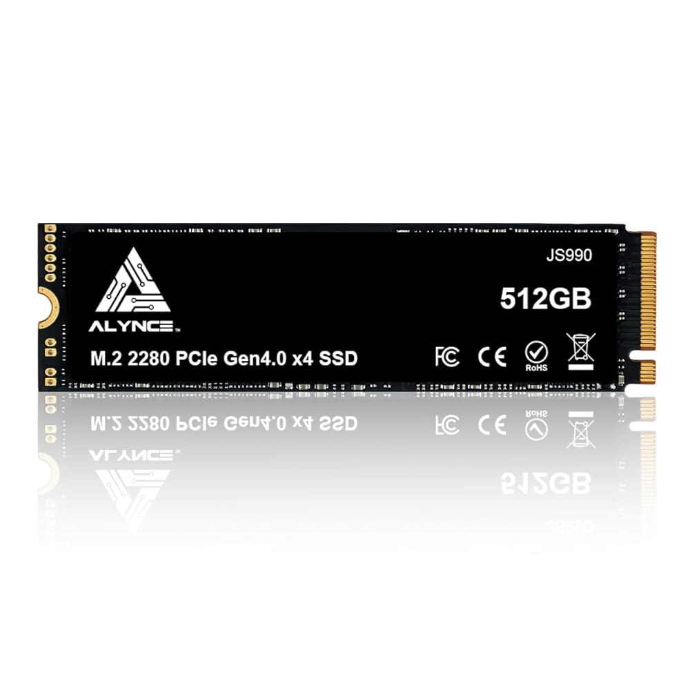 ALYNCE JS990, SSD 1TB, M.2 NVMe Gen4x4 2280 - 최대 6000MB/s, 내장 솔리드 스테이트 드라이브, 노트북 및 데스크톱용 스토리지 업그레이드( - 상품 이미지