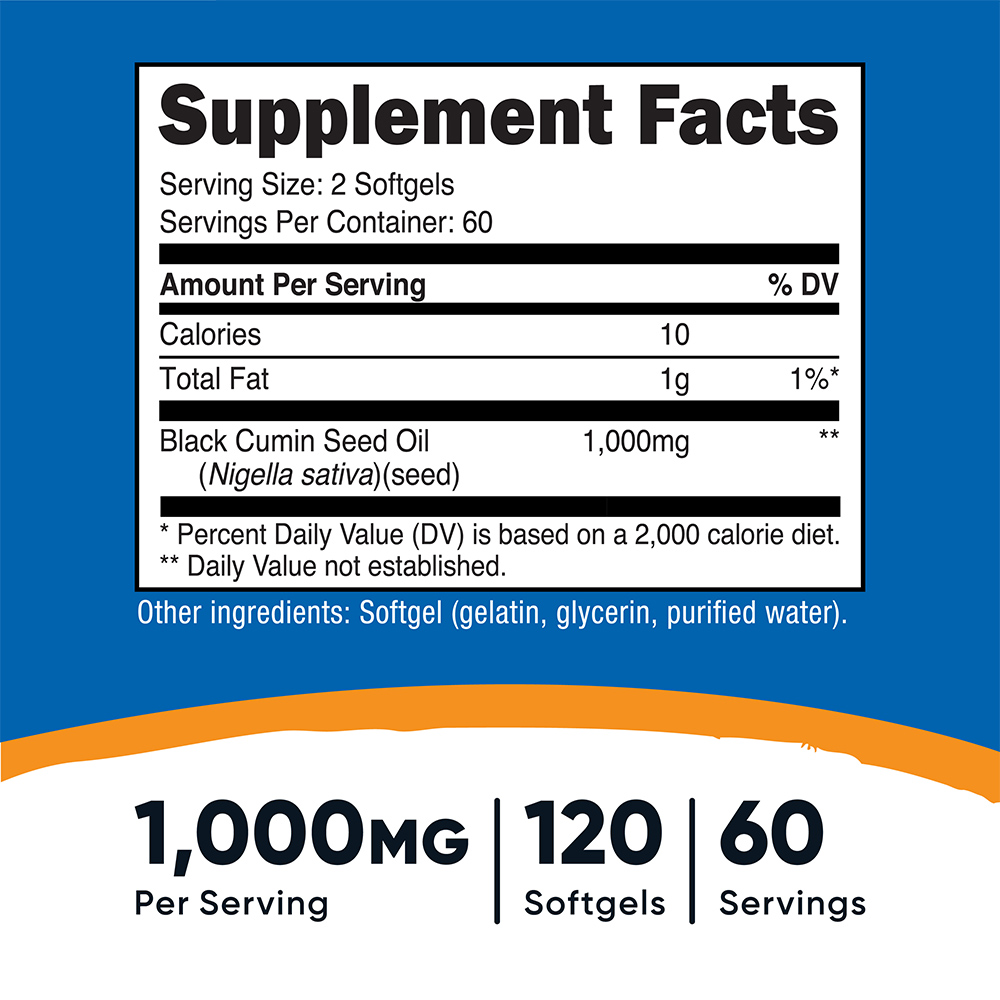뉴트리코스트 블랙 커민 씨드 오일 1000mg 소프트젤 120정 1병 60회분 - 상세 이미지 5