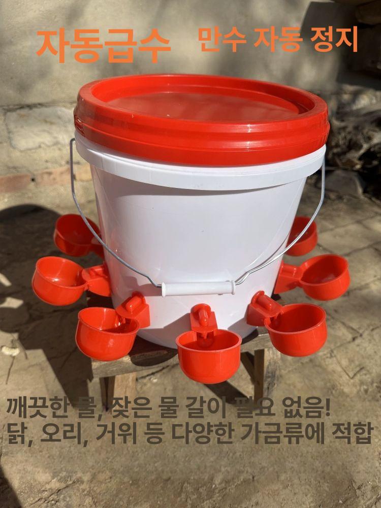 닭 물통 자동 양동이 모이 양계장 급수통 음수기 식수대 물그릇 6개 10kg 물통+구멍 - 상세 이미지 4