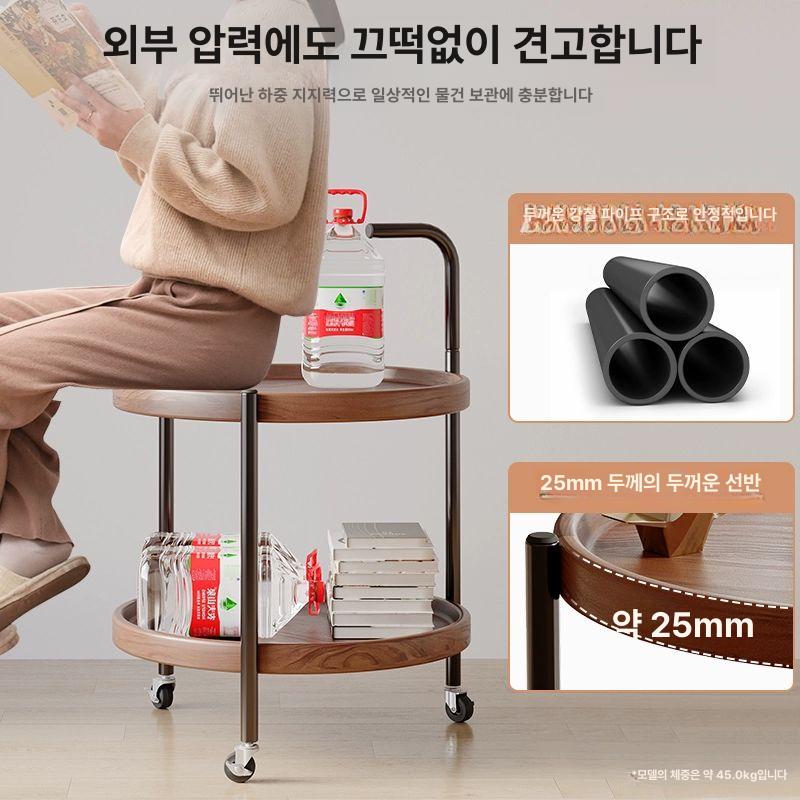 이동식 주방카트 우드웨건 원목 트롤리 수납 서빙카 월넛 키친웨건 서랍형 대형 - 상세 이미지 3