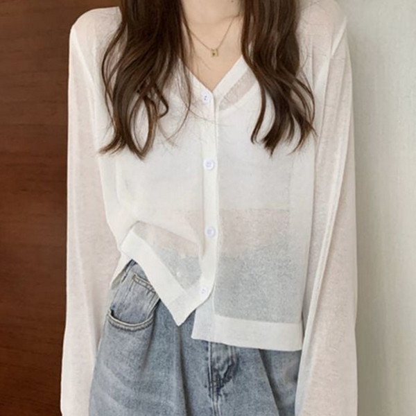 루즈핏 여성 여름 가디건 데일리 시스루 가디건 얇은 썸머 - 상품 이미지