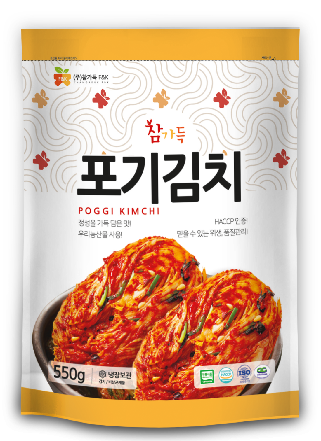 참가득 갓 담근 생김치 550g 국내산재료 100% 포기김치(파우치) / 맛있는 가정식 포기 배추 김장김치