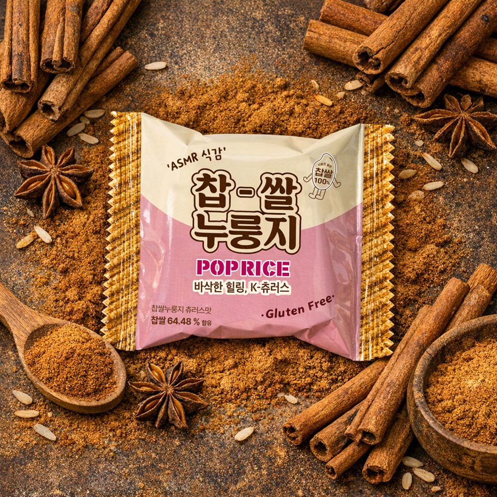 찹쌀 누룽지 쌀과자 POP RICE 스낵 반반 스위트츄러스, 100g, 28개 - 상세 이미지 5