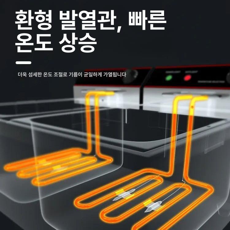 전기 튀김기 주방 고급 스테인리스 스틸 단상 분리형 식당 카페 업소용 가정용 겸용 정확한 22L 클래식 롱 단일 바구니 뚜껑 - 상세 이미지 4