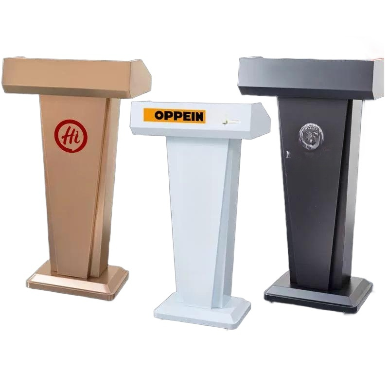 안내 데스크 연설대 미니 호텔 프론트 연단 골드 스테인리스 단상 화이트 교탁 계산대 - 상품 이미지
