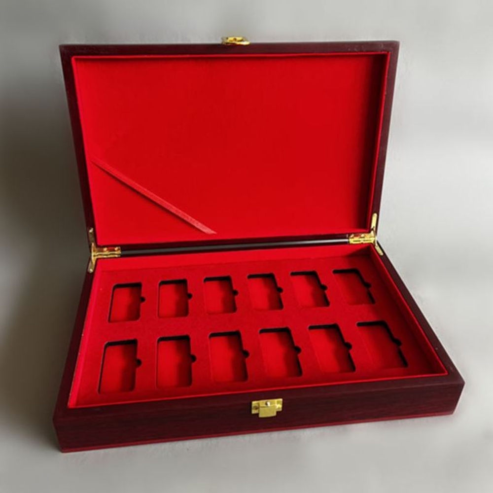 금괴 보관함 골드바케이스 우드 정리함 보관 원목 케이스 귀금속 금보관함 트레이 18x13x4cm - 상품 이미지