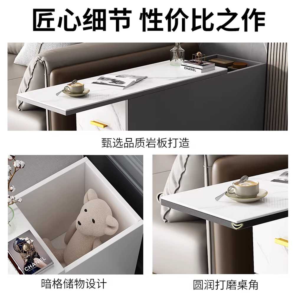 소파 수납장 서랍형 거실 사이드 테이블 장식품 선반 70x20x60 - 상세 이미지 4