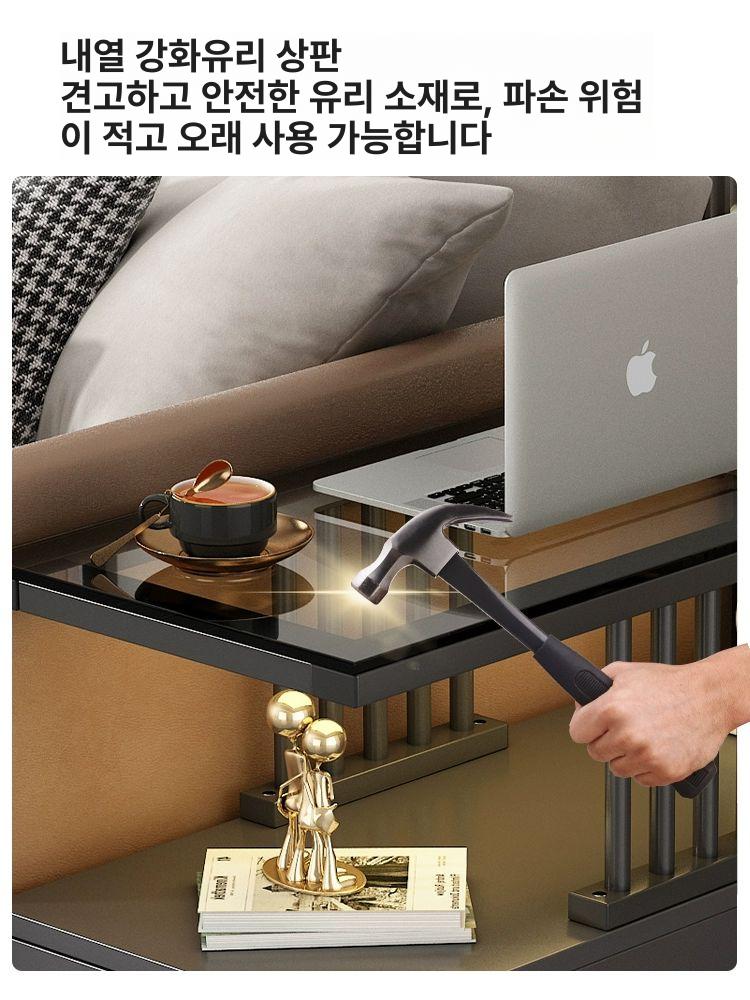 거실 사이드테이블 소파 원형 쇼파 옆테이블 틈새 커피 모던 미니 강화유리 투명 협탁 - 상세 이미지 3