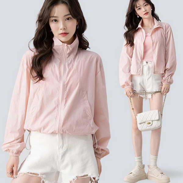 경량 여성 크롭 바람막이 바스락 루즈핏 바람막이 데일리 여름 - 상품 이미지