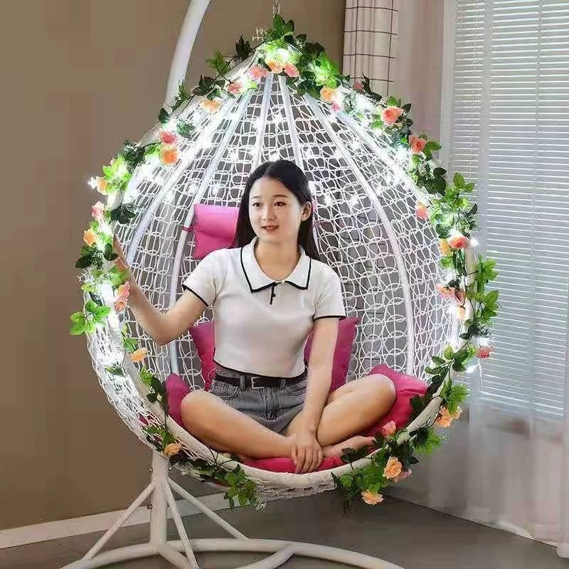 야외 행잉체어 라탄 정원그네 해먹 의자 그네 쿠션 발코니 인테리어 카페 휴식 - 상세 이미지 2
