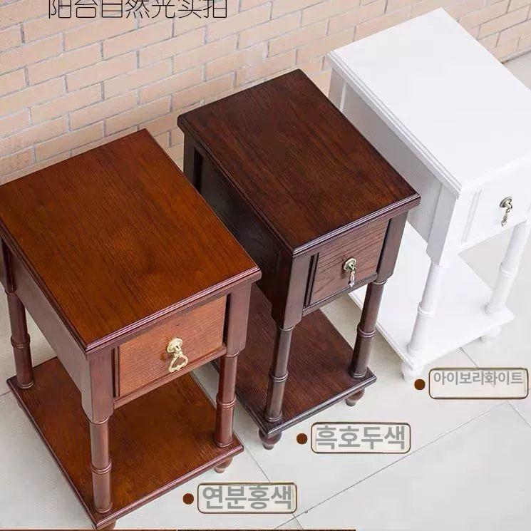 원목 사이드테이블 엔틱 북유럽풍 클래식 협탁 침실 거실 간이 침대옆 - 상세 이미지 4