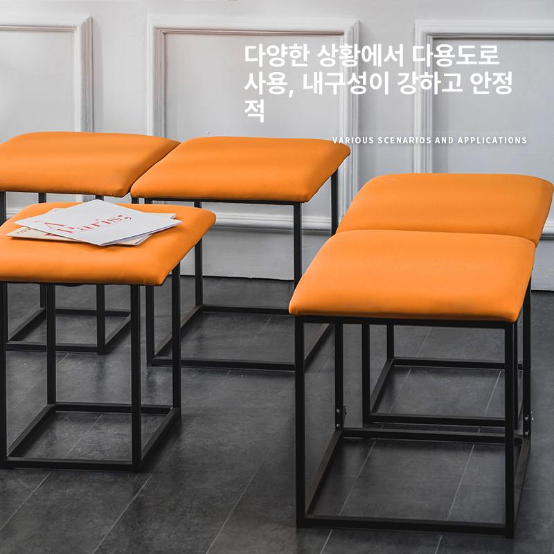 큐브 스툴 사각 보조의자 정사각형 인테리어 다용도 가죽 벨벳 좌석 - 상세 이미지 4