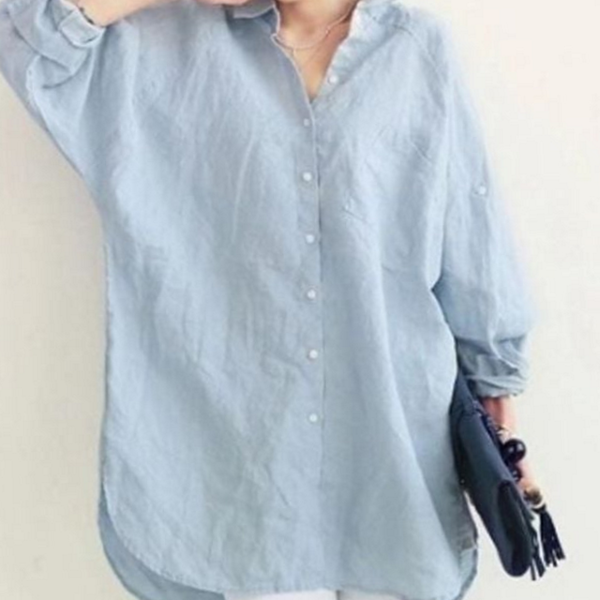 루즈핏 여성 롱 셔츠 데일리 롱 셔츠 블라우스 오버핏 가을 - 상품 이미지