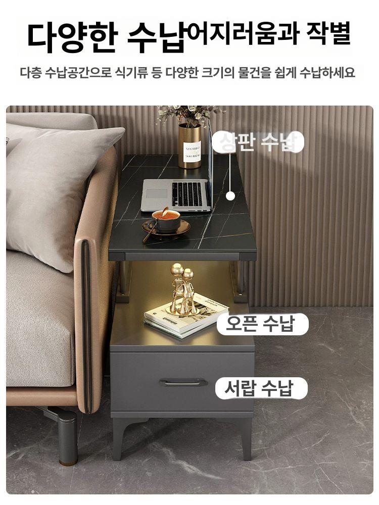 거실 사이드테이블 소파 원형 쇼파 옆테이블 틈새 커피 모던 미니 강화유리 투명 협탁 - 상세 이미지 2