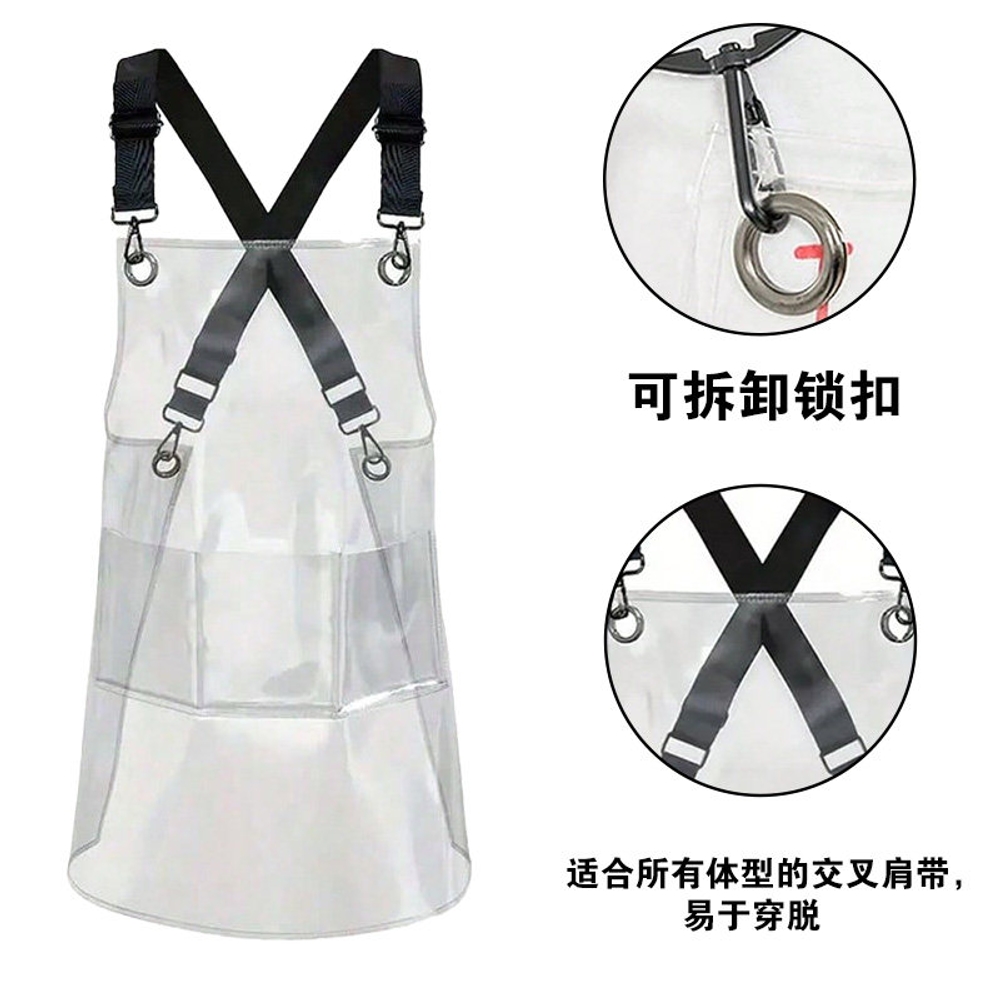 미용사 투명앞치마 커피숍 애견미용 비닐 미용실 공방 헤어 디자이너용 보호가운 - 상세 이미지 2