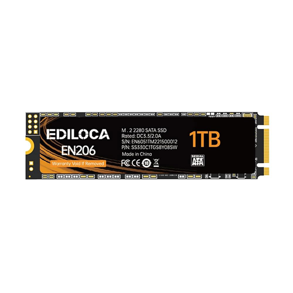 Ediloca EN206 1TB SSD M.2 SATA III 6Gb /s 3D TLC NAND, 2280 내장 솔리드 스테이트 드라이브, 읽기/쓰기 속도 최대 550 /480 - 상품 이미지