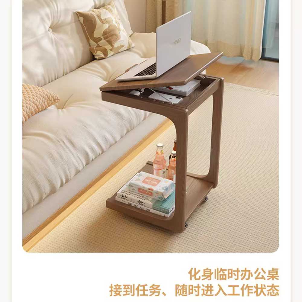 사이드 테이블 코너 원목 커피 바퀴 보조 간이 협탁 40cm - 상세 이미지 3
