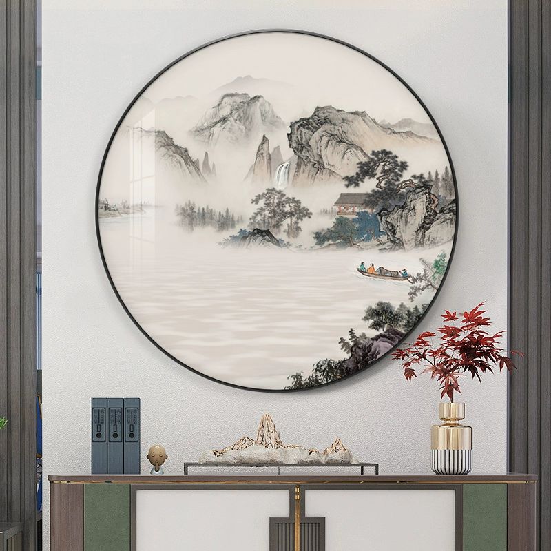 산수화 그림 원형 풍경화 벽걸이 거실 인테리어 액자 원화 아트 민화 장식 이미지 6