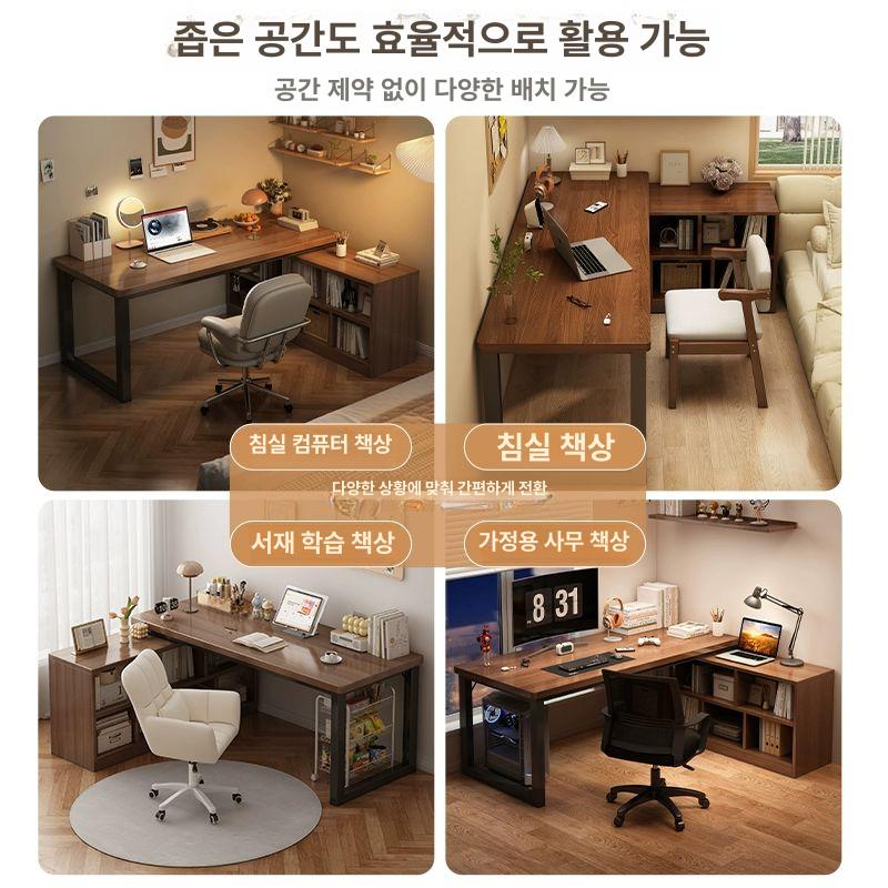 코너 책상 ㄱ자 사무용 컴퓨터 서재 모서리 공간활용 L자형 원목 홈오피스 - 상세 이미지 5