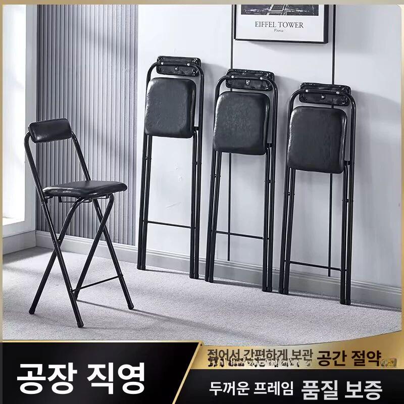 높은 의자 접이식 휴대용 다찌 간이 카페 주방 홈바 바체어 원목 폴딩 스툴 - 상세 이미지 2