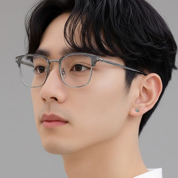 컴퓨터용 차단 안경 초경량 하금테 안경 데일리 라운드 - 상품 이미지