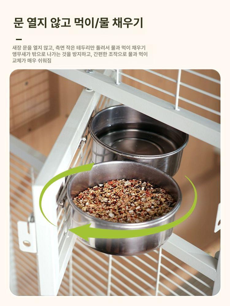 이동식 새장 대형 바퀴 케이지 앵무새 놀이터 사육장 스테인리스 조류 둥지 가정용 - 상세 이미지 5