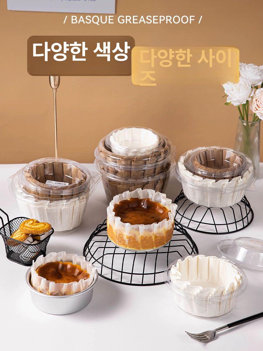 케이크 트레이 유산지 주름 일회용 베이킹컵 오일페이퍼 바스크치즈 이미지 6