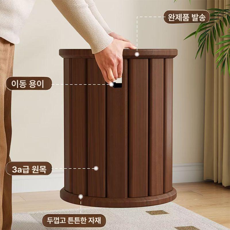 검정 원형스툴 원목 의자 트렌스포머 변형 테이블 협탁 고재 보조 체어 - 상세 이미지 2
