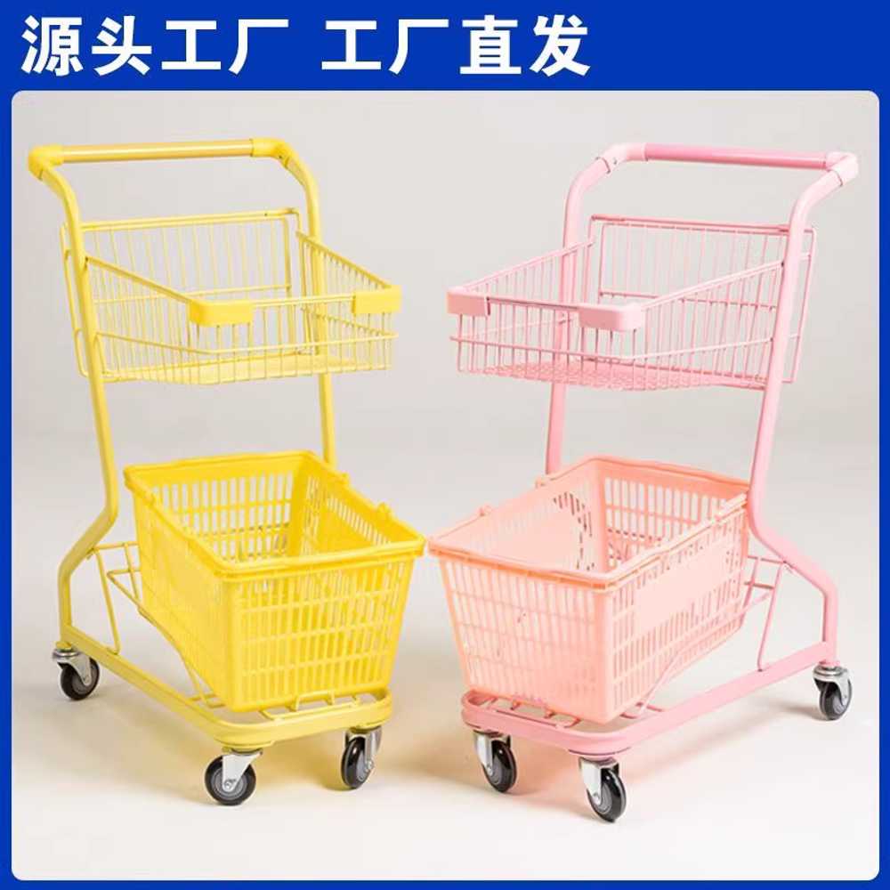 마트 카트 2단 슈퍼마켓 물건 운반 이동 쇼핑 트롤리 이미지 6