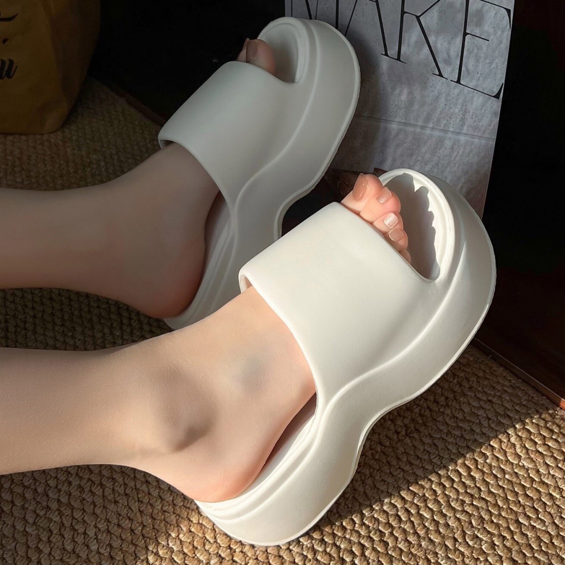 굽높은 발편한 슬리퍼 사무실 학교 어린이집 통굽 키높이 교사 쿠션 실내화 EVA 핑크, 230 - 상세 이미지 2