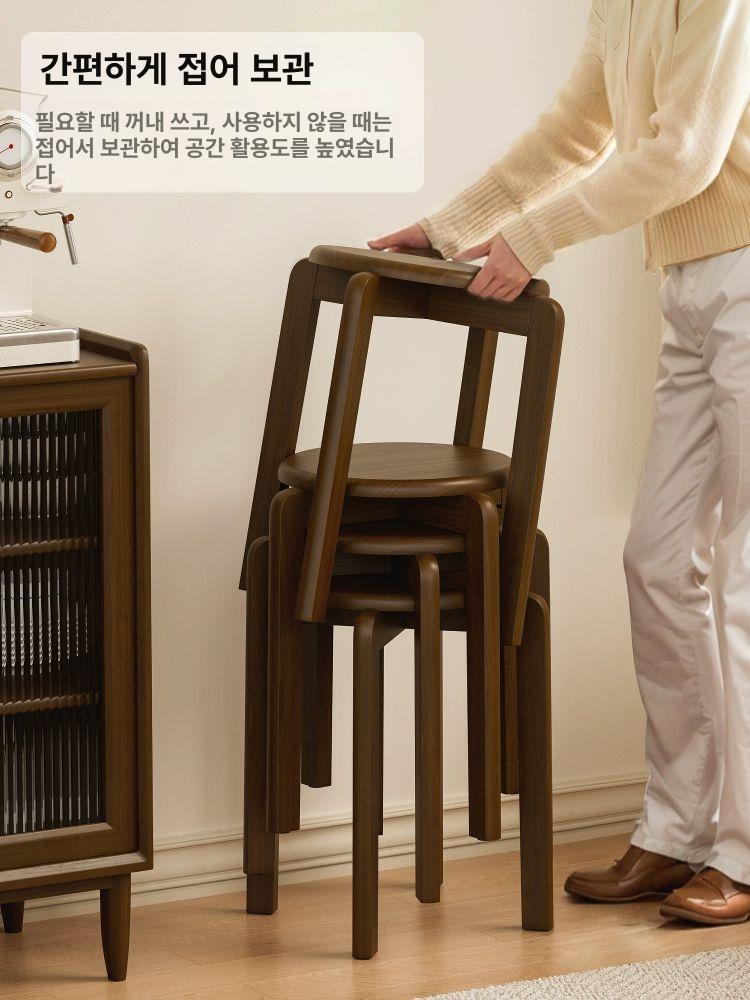 원목 스툴 등받이없는 쿠션 현관 간이체어 식탁 원형 나무 좌석 - 상세 이미지 4