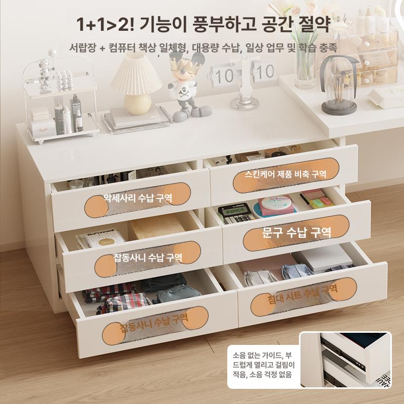 코너 화장대 ㄱ자 서랍장 공간활용 수납 콘솔 캐비닛 학생방 책상 - 상세 이미지 5