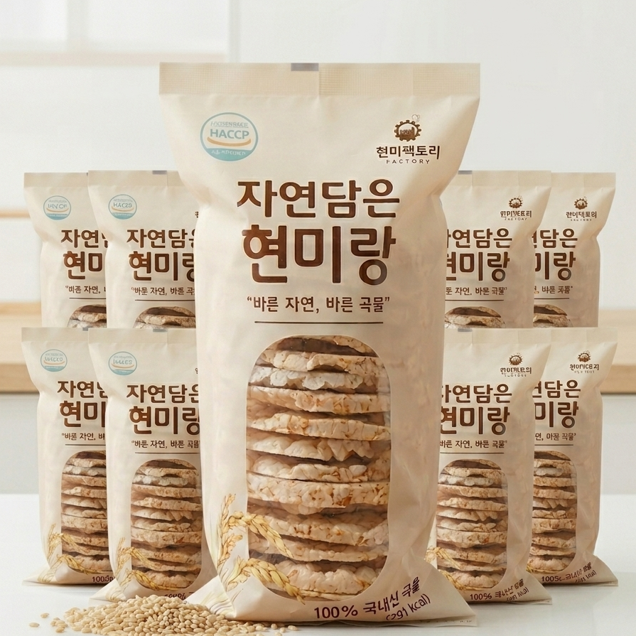자연담은 현미랑 유기농 현미 뻥튀기 8봉 통 곡물귀리 통밀 보리 어른 아이 쌀 과자 이미지 2