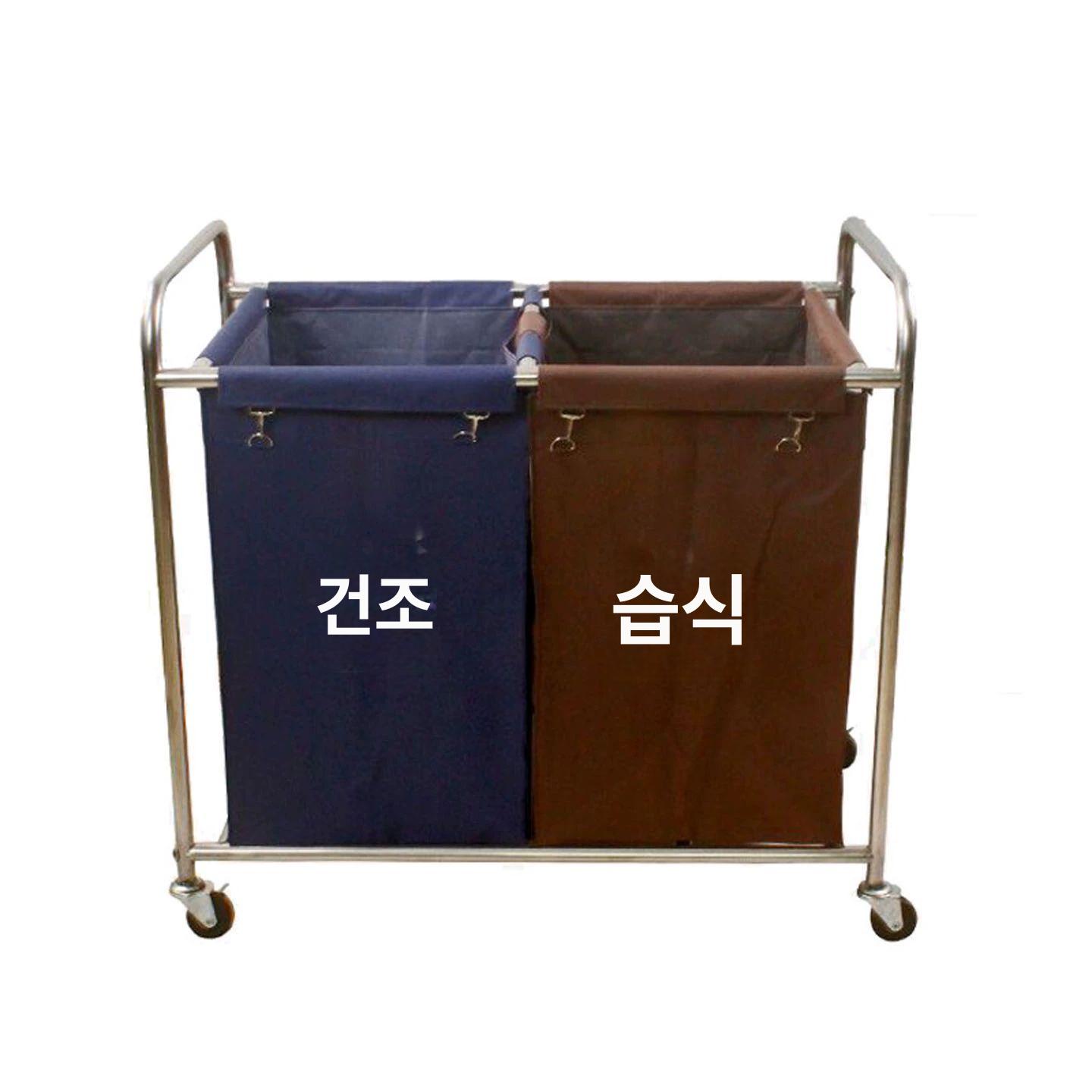 호텔 트롤리 접이식 세탁 바구니 린넨 수거함 런드리 캐디 대형 이동식 카트 - 상세 이미지 4
