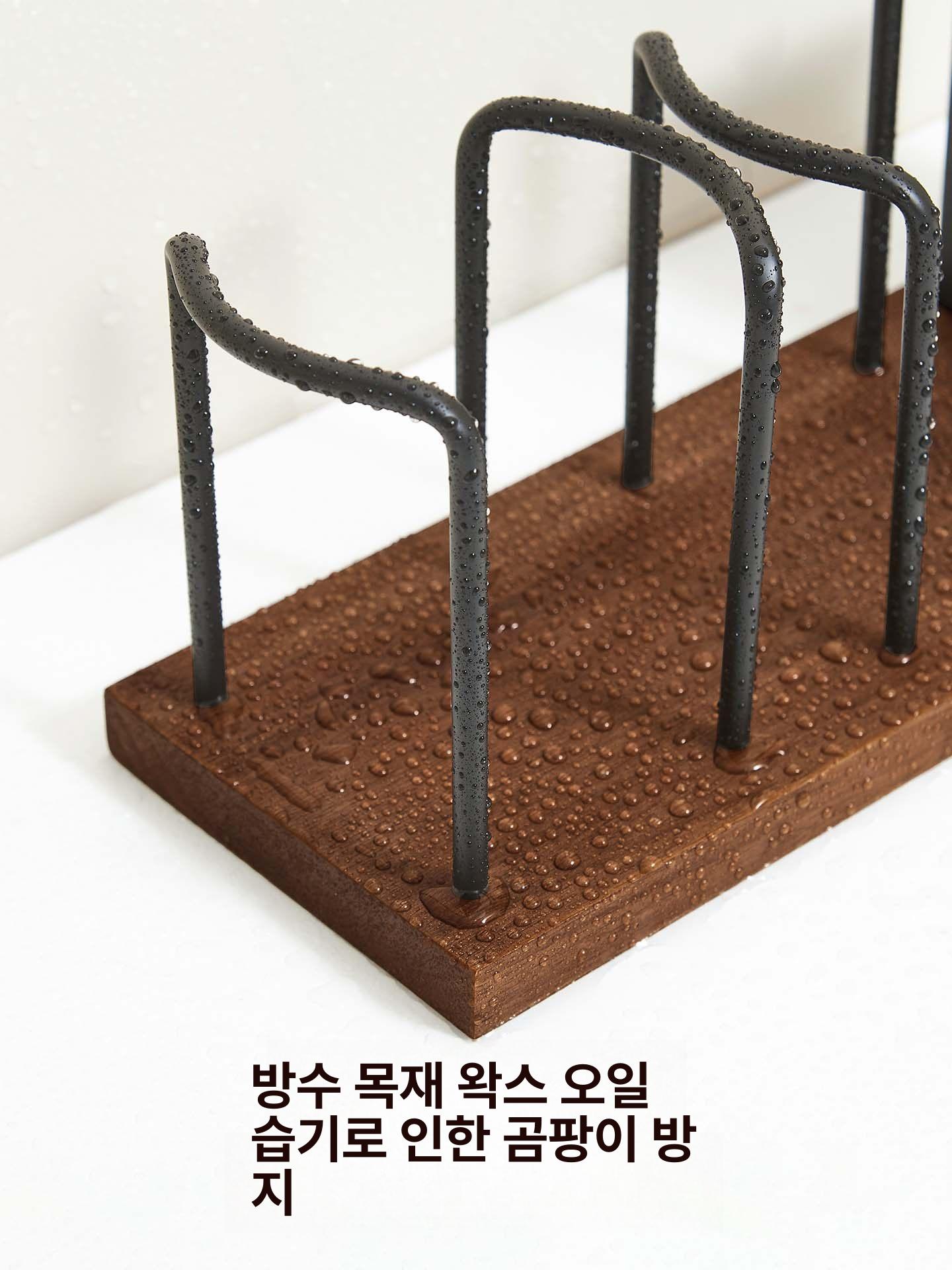 데스크탑 종이컵홀더 고급 선반 커피 수납 일회용 경량 월넛우드 + 블랙 [더블 컵] 박스 포함 - 상세 이미지 4