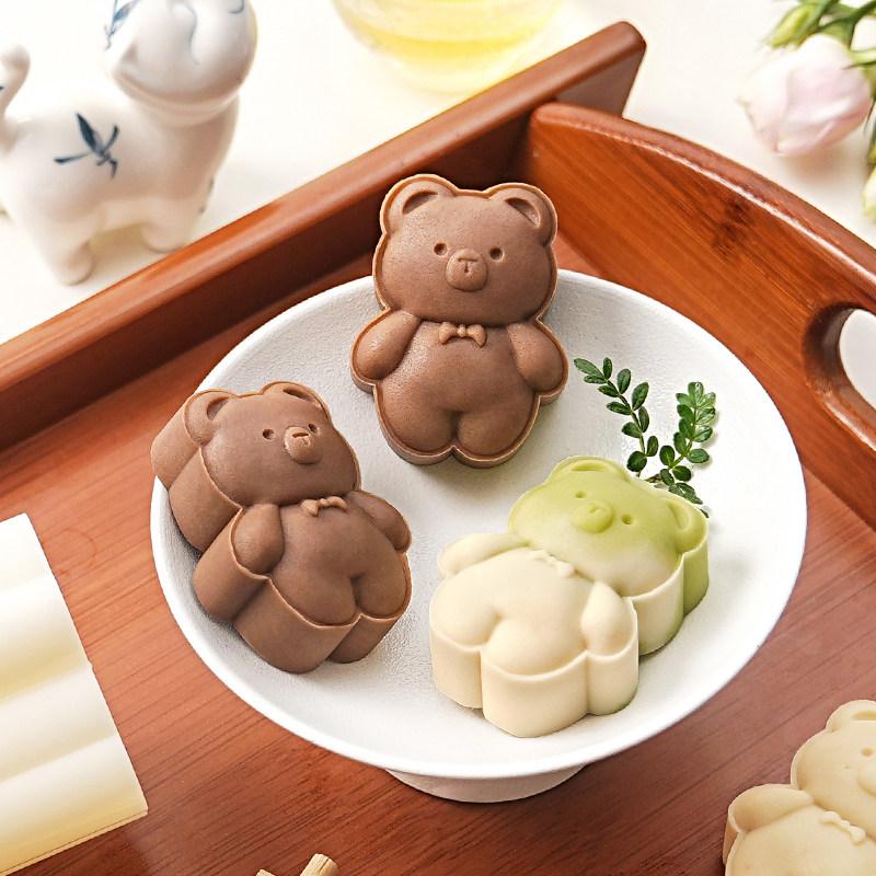 월병틀 곰돌이 나비넥타이 명절 통통쿠키틀 만들기 커터 50g 보우 테두리 곰 - 상세 이미지 5