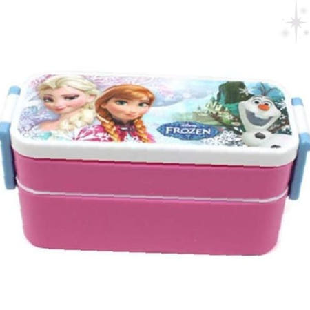 프린세스 캐릭터 핑크 투톤 이층 구조 밀폐 용기 소풍 나들이 간식 보관함