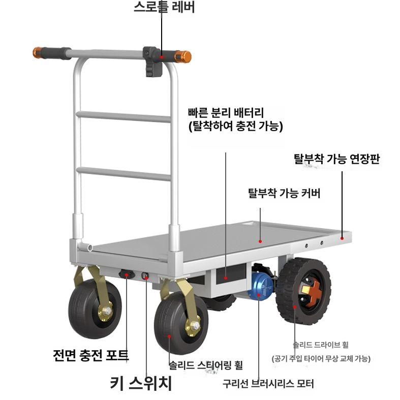 물류 운반차 전동 손수레 밀차 리어카 접이식 끌차 트레일러 소형 구루마 - 상세 이미지 5